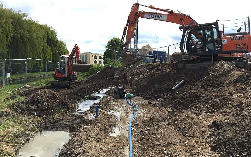 Japanese knotweed excavation at Former steelworks in North London